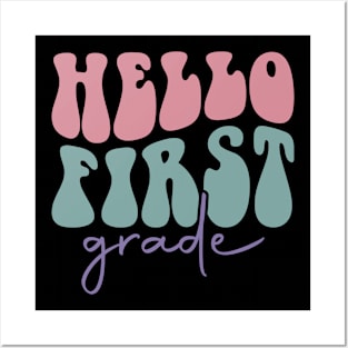 Hello 1st Grade Back To School First Day Posters and Art